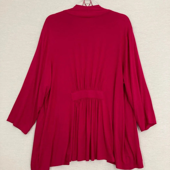 Charter Club Pink Red Soft Stretch Lightweight Knit 3/4 Sleeve Open Front Top 2X - Picture 8 of 10